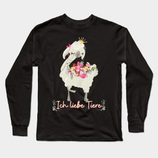Alpaka Liebe Tiere Prinzessin Blumen Süß.png Long Sleeve T-Shirt